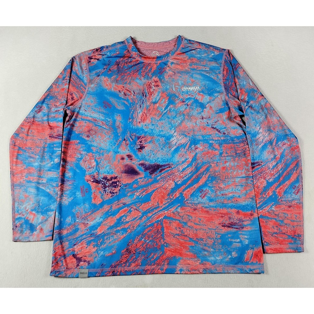 Magellan Outdoors Shirt Mens Medium Blue Realtree Aspect Long Sleeve Hunting